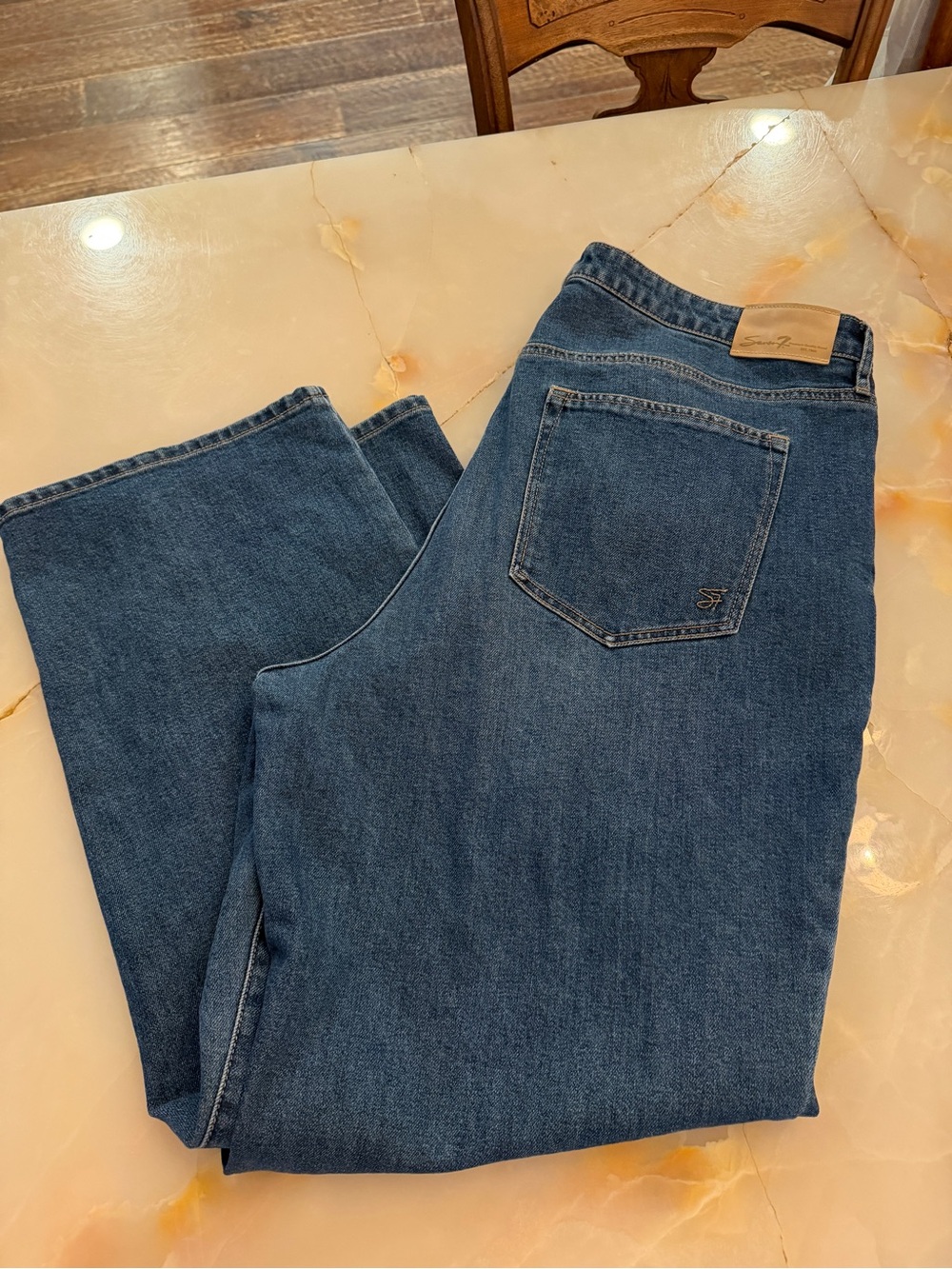 7 For All Mankind Straight Leg Jeans in Dark Blue